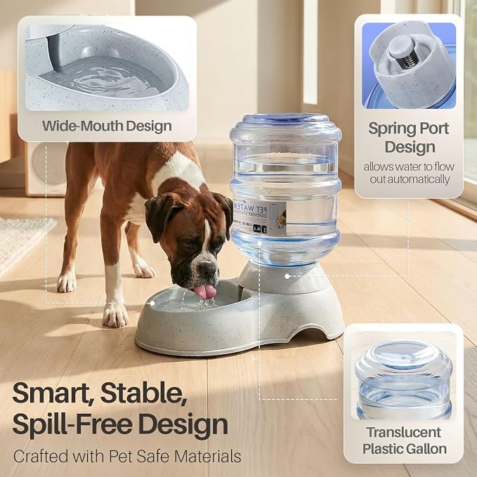 Flexzion Gravity Pet Water Dispenser Drinking Station for Dogs Cats (3 Gallon) Automatic Replenish Waterer for Small Large Breed Dog Cat,Feeding Watering Fountain Supplies Bottle Dish Bowl
