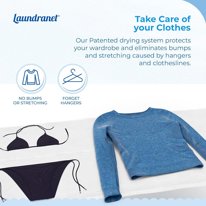 Retractable Clothes Drying Rack - Flat Hanging Mesh Drying for Delicate Clothes and Sweaters – Eliminate Bumps and Stretching from Hangers and Lines - 24" Wide and Opens Up to 72" - 1 Pack