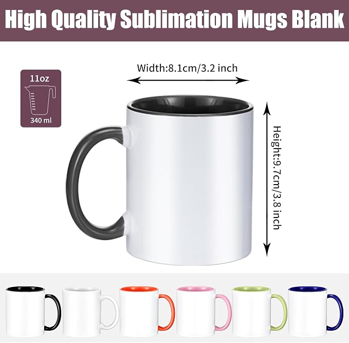 TANGLONG Sublimation Mugs 11 oz Set of 12 Sublimation Blank with Box Bulk Coffee Mugs Coffee Cups Tazas Para Sublimar 6 Assorted Colors