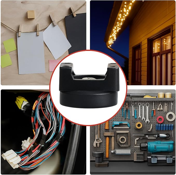 Yookeer 150 Pcs Magnetic Zip Tie Mount Base Black Magnetic Cable Clips Wire Holder Multipurpose Cable Ties Management Base Electrical Supplies for Wire (22 mm)