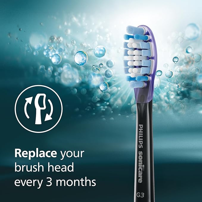 Philips Sonicare G3 Two-in-One - Genuine Replacement Electric Toothbrush Heads for Plaque Control and Gum Care, 2 Brush Head Pack Up to 6 Month Supply, Black, HX9052/95
