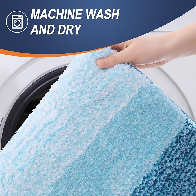OLANLY Large Bathroom Rugs Mat 50x30, Extra Soft Absorbent Microfiber Bath Rugs, Rubber Backing, Quick Dry, Washable Bath Mats for Bathroom Floor, Tub and Shower, Home Decor Accessories, Peacock Blue