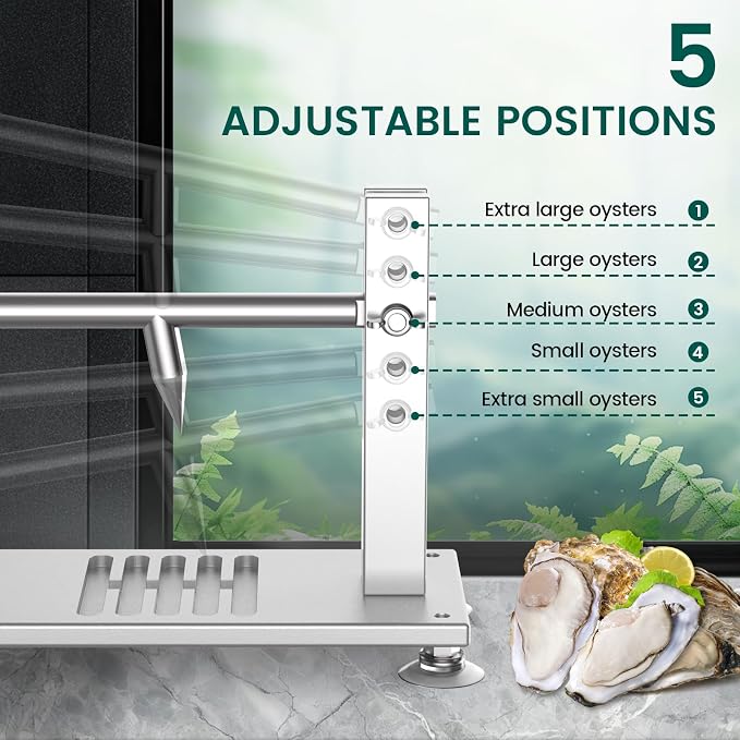 ZeroPone Oyster Clam Opener Machine Adjustable Oyster Shucker Tool Set | Includes Knives, Glove and G-Clip, Seafood Tools for Hotel Family Buffet