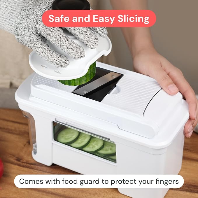 Fullstar XL Vegetable Chopper & Mandoline Slicer – Vegetable, Onion, Potato, Food, Veggie & Fruit Slicer, Dicer & Spiralizer with Pull-Out Catch Tray, Kitchen Gadgets & Gifts (8 in 1, Black/White)