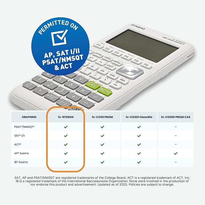 Casio fx-9750GIII Graphing Calculator | Natural Textbook Display | Python Programming | Ideal for Exams, STEM & Advanced Math | White