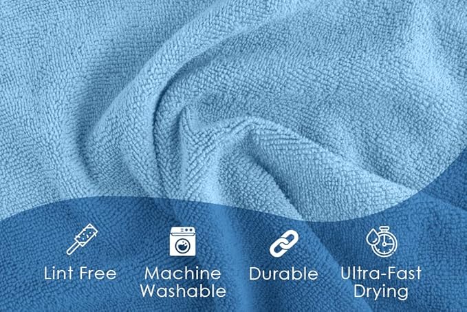 Avalon Towels Microfiber Cleaning Cloths (Value Pack of 48) - Size 16 x 16 Inches, Highly Absorbent Cleaning Rags, Lint Free, Reusable and Washable, Microfiber Towels for Cars