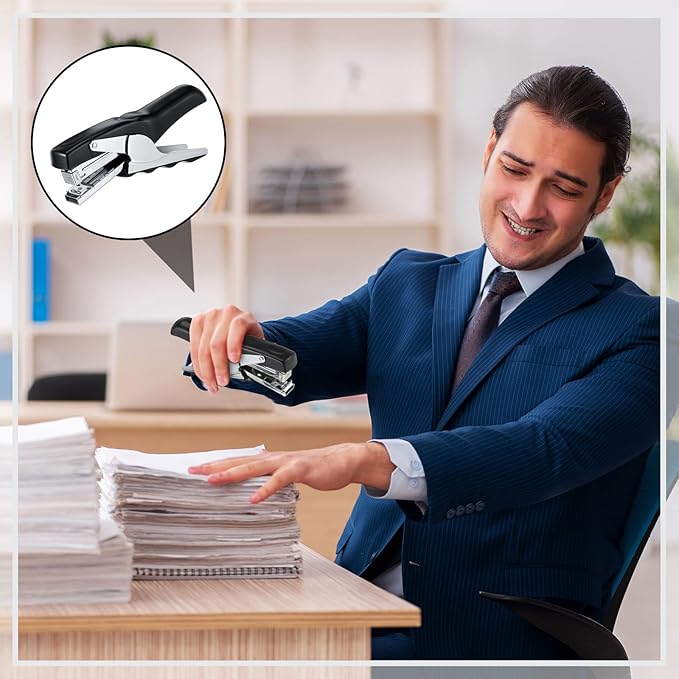 Yexiya Heavy Duty Plier Stapler Heavy Duty Office Hand Held Stapler Effortless 50 Sheet Capacity Desk Good for Stapling Home Warehouse School, Black(6 Pcs)