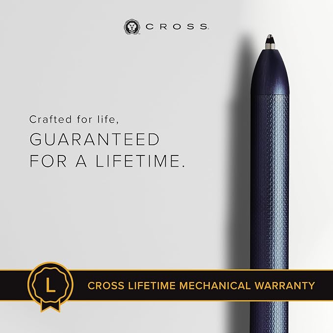 Cross Tech3+ Dark Blue PVD Multifunction Pen - Multifunctional Pen & Pencil for Versatile Use - Multiple Writing Tips - 2-Way Rotation Mechanism - Built-In Stylus - Corporate Gifts - Black Ink