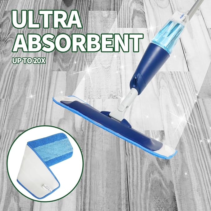 8 Pack Microfiber Cleaning Pads, Reusable Microfiber Mop Pads for 18 Inch Mop, Hardwood & Hard Surface Floors Replacement Cleaning Mop Pads, Machine Washes
