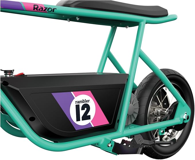 Razor Rambler 12 for Ages 13+ – 24V Electric Minibike with Retro Style, Up to 14 mph, Wide 12" Air- Filled Tires, High-Torque 250-watt Motor, Up to 40 Minutes Ride Time, for Riders up to 170 lbs