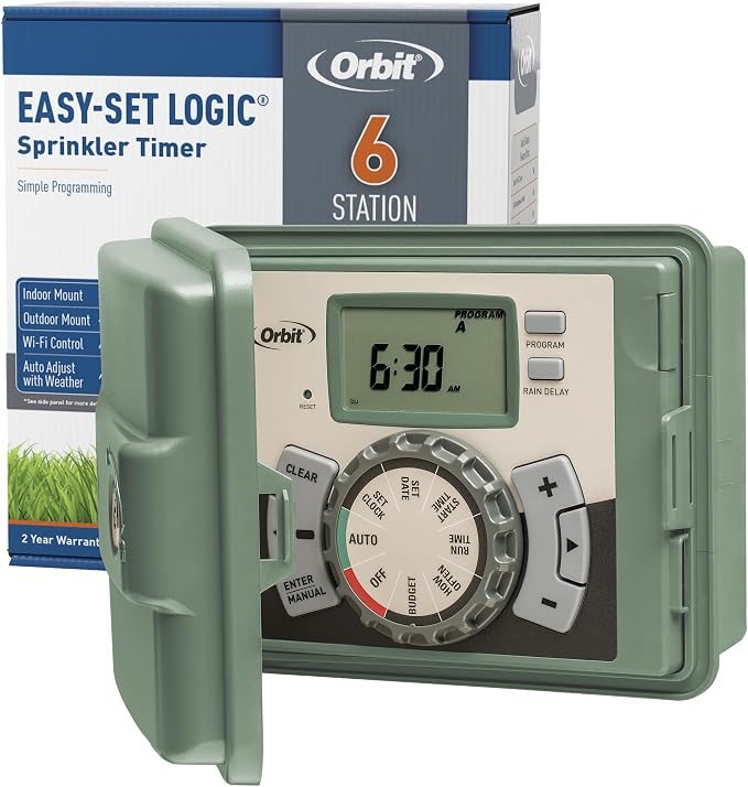 Orbit 57896 6-Station Outdoor Swing Panel Sprinkler System Timer