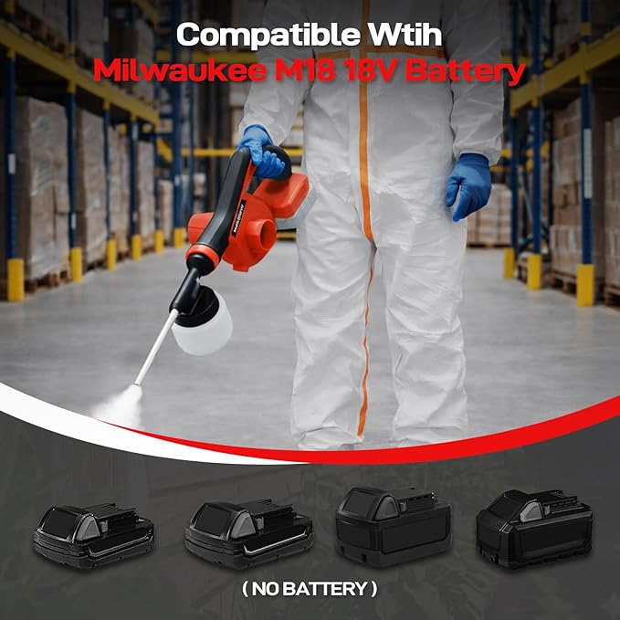 Electric Diatomaceous Earth Duster Compatible for Milwaukee 18V Battery, Garden Dust Applicator with 800mL Capacity｜Variable Speed, 2 in 1 Diatomaceous Earth Spray & Vacuum Cleaner (NO Battery)