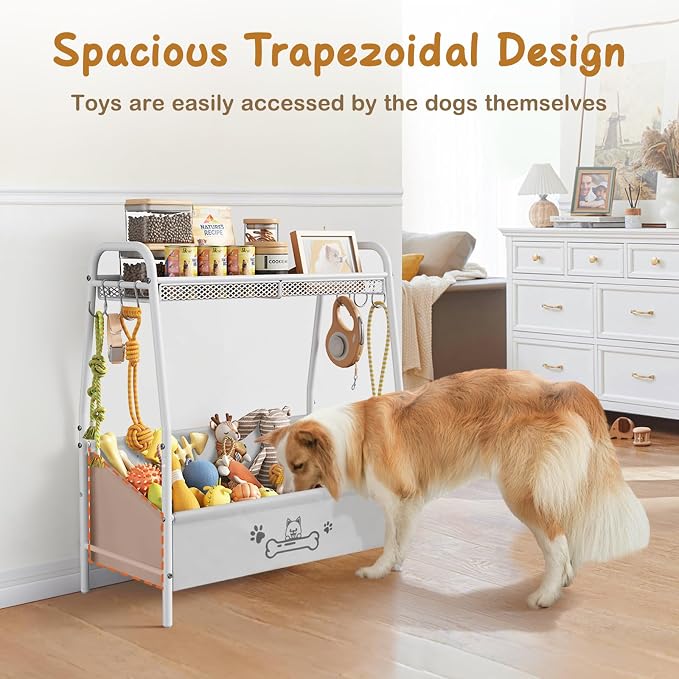 Lomivra Large Dog Toy Basket (23.6"x11.2"x9.7"), Dogs Toy Bin with Storage Organizer, Trapezoid Toy Box for Dog Stuff Accessories, Pet Toy Storage Holder Chest for Cat Dogs Essential Supplies