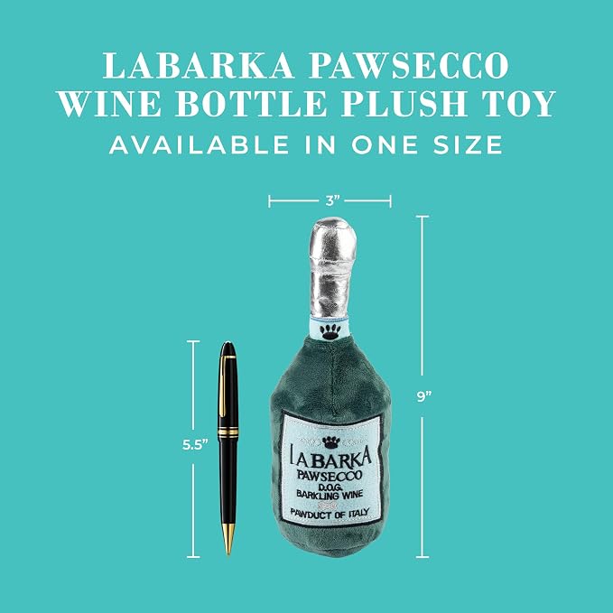 Haute Diggity Dog LaBarka Pawsecco, Plush Designer Dog Toys with Interactive Squeaker, Stimulating Pet Enrichment, Machine-Washable & Safe Materials for All Breeds, One Size