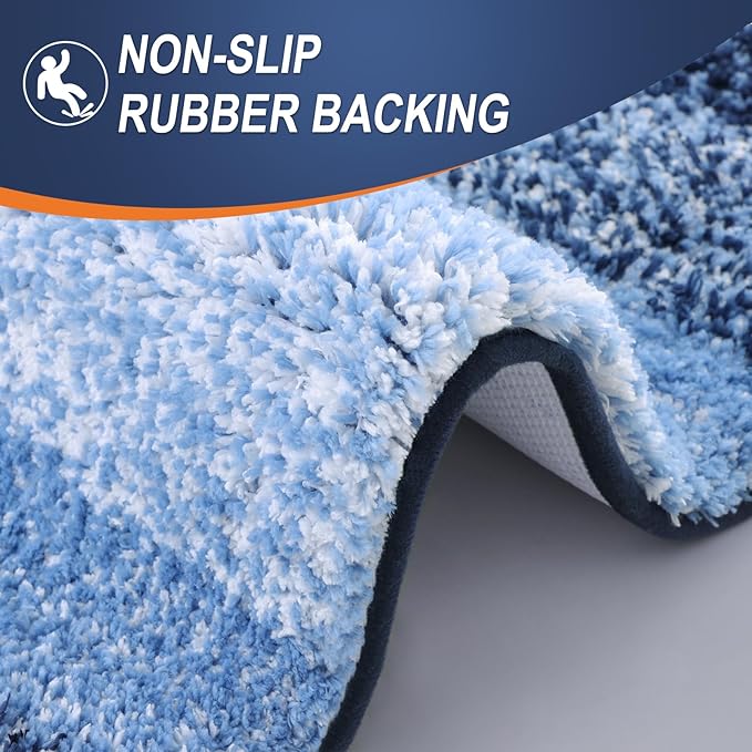OLANLY Bathroom Rug Mat 36x24, Extra Soft and Absorbent Microfiber Bath Rugs, Non-Slip Plush Shaggy Bath Carpet, Machine Wash Dry, Bath Mats for Bathroom Floor, Tub and Shower, Navy