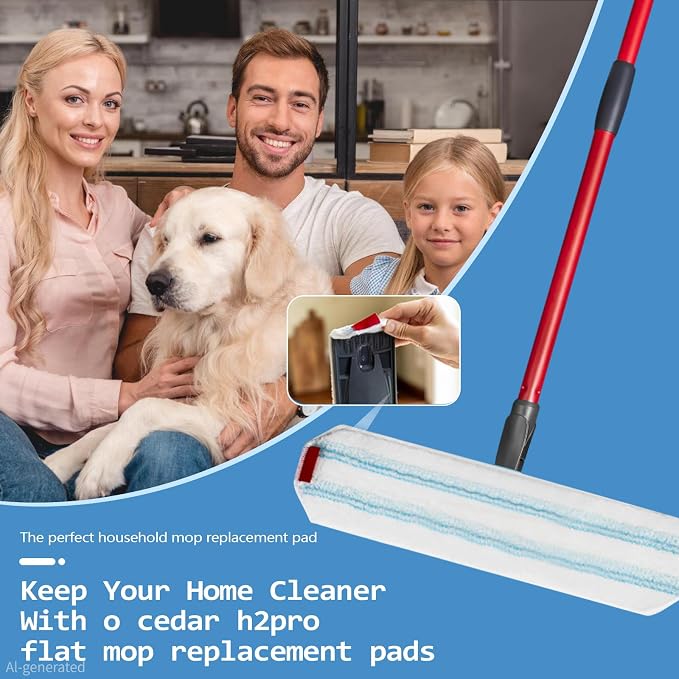 Pure Realm 6 Pack Mop Replacement Pads for Ocedar H2prO Flat Mop System, Washable and Reusable Handle Pads Refills for Floor Cleaning