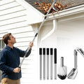 Gutter Cleaning Tools from The Ground, 6.4FT Gutter Scoop with Extension Pole & Gutter Cleaning Brush – Clean Gutters Safely, Easily Remove Leaves & Debris (Silvery)