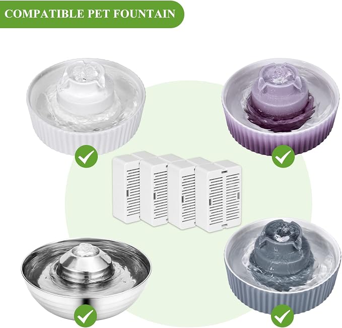 Cepheus 16 Pack Cat Water Fountain Filter with 4 Foam, Cupcake Pet Fountain Replacement Filters for Ceramic Cat Water Fountain, Carbon Fountain Filter Set