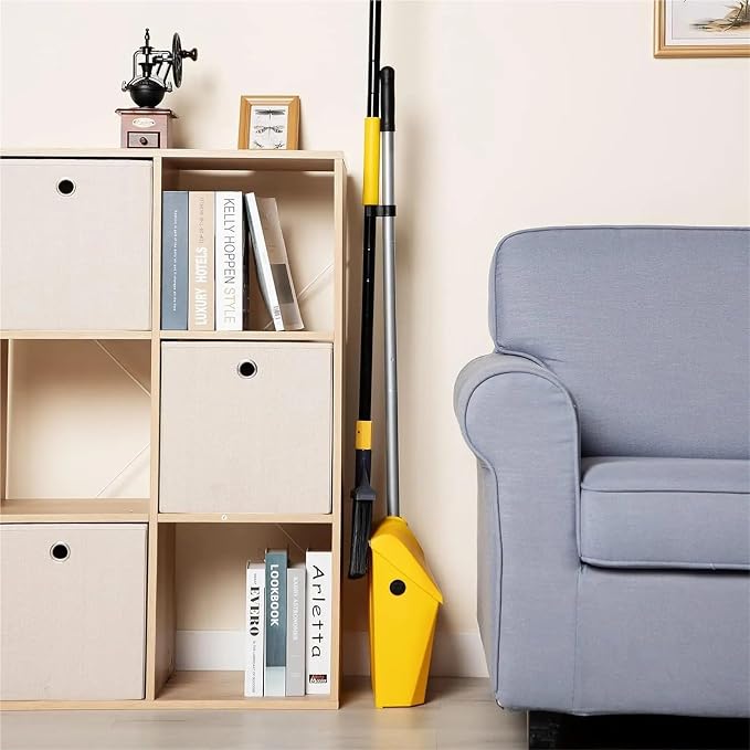 Commercial Broom and Dustpan Set with Windproof Cover Outdoor Indoor 2 Plus 1 for Courtyard Garage Lobby Mall for Courtyard Garage Restaurant Lobby Patio