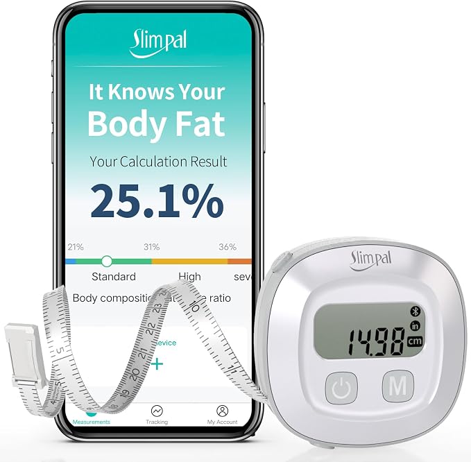 Slimpal Smart Body Measuring Tape, Digital Tape Measure for Weight Loss | Bluetooth Body Tape Measure with App, Retractable Waist Hip Bust Arm Measuring Tape for Body Fat BMI Fitness Tracking