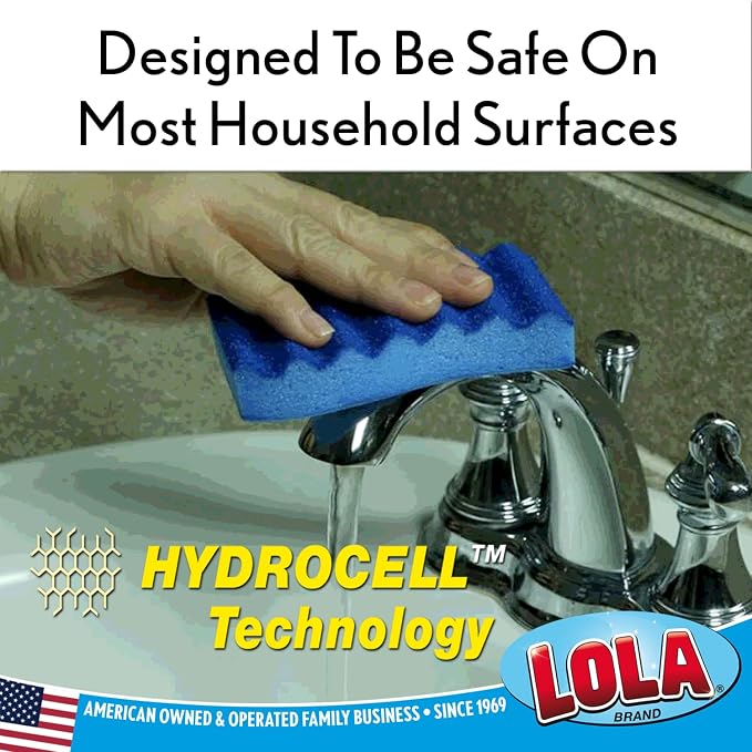 LOLA All Purpose Scrub Sponge, 24 Pack, Made in USA Scrub Sponge- Superior Technology, Non-Scratch, Long Lasting - Dishes, Mugs, Non-Stick Cookware