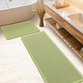IM HOME Waffle Bath Mat Set Sage Green 2 Piece,Woven Modern Bath Rug Mats, Absorbent Non Slip Bath Floor Mat, Soft Washable Boho Bath Rugs with Tassels for Bathroom, Bedroom, Kitchen,Tub