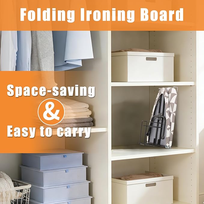 Small Tabletop Ironing Board with Iron Holder, Portable Iron Board with Non-Slip Feet, Foldable Mini Ironing Board with Cover and Pad for Home, Travel & Apartment, 12x32 Grey (Ironing Not Included)