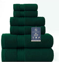 COZYART Luxury Bath Towel Set 6 Pcs, Dark Green 100% Turkish Cotton 650 GSM | OEKO-Tex 100 Certified Zero Twist Ring Spun, Soft Absorbent Quick Dry, Plush Fluffy, Breathable Hotel Quality for Daily Use