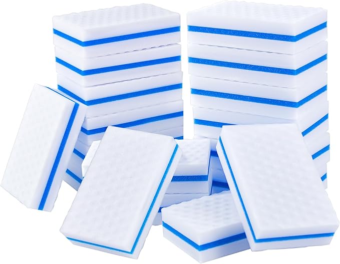 M. Neat Upgrade Melamine Sponge, 100 Pack Extra Thick More Lasting 3X Density Premium Magic Sponge Eraser, Multi Surface Power Scrubber Foam Stain and Mark Removal Cleaning Pads