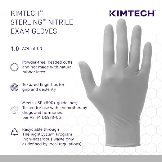 Kimtech™ Sterling™ Nitrile Exam Gloves (50707), 3.5 Mil, Ambidextrous, 9.5", M , (200 gloves/Box)