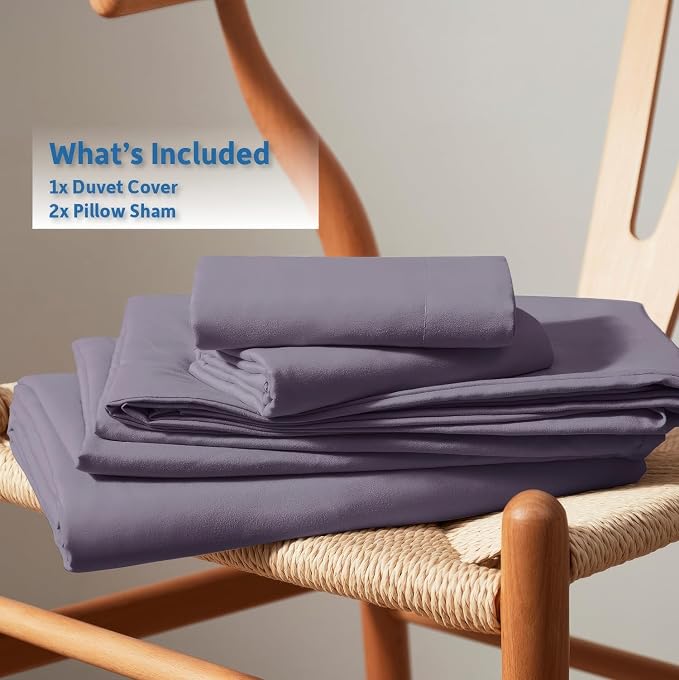 Nestl Grayish Purple California King Duvet Cover Sets - Soft Double Brushed Cal King Duvet Cover, 3 Piece, with Button Closure, 1 Duvet Cover 104x98 inches and 2 Pillow Shams
