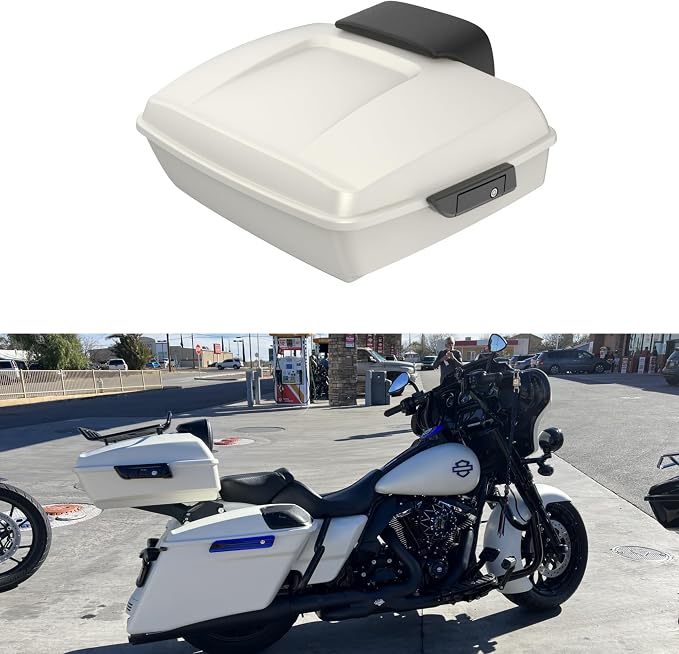 Advanblack Road Glide Tour Trunk Pack Bonneville Salt Denim Chopped Tour Trunk Pack Backrest Pad for '97-'25 Harley Touring Road King Street Glide Electra Glide CVO models
