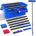 Wontolf 13pcs Window Cleaning Kit with Bucket 3 Gallon, 2-in1 Window Squeegee with 79" Long Handle, Professional Window Washing Equipment Cleaner Tool for Home Outdoor Commercial Use