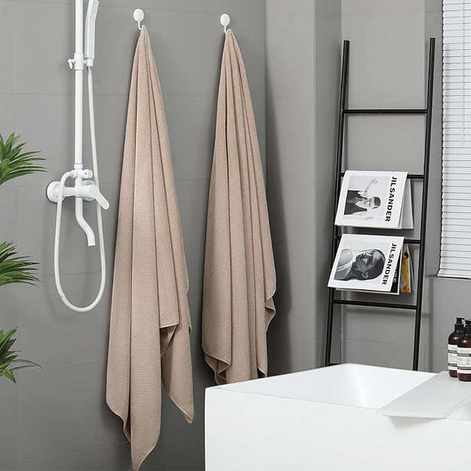 YTYC 39x78 Bath Sheets Set,Towels for Bathroom,Beige,6-Pieces | 2 Extra Large Bath Towels, 2 Hand Towels, 2 Washcloths, Super Soft,Highly absorbent,Hanging Loop,80% Polyester