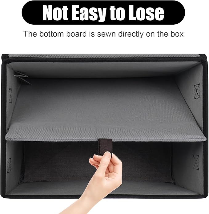 Bagnizer Large 42 Quarts Fabric Storage Bins with Lids [2-Pack] Linen Collapsible Foldable Storage Cubes, Closet Organizer Containers boxes with Handles for Home Office (16.7 x 12 x 12, Black & Gray)