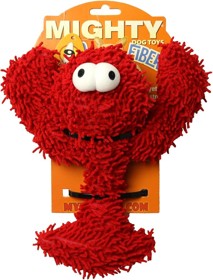 MIGHTY Tuffy Microfiber Medium Ball Lobster Dog Toy | Ultra Durable Plush Toy with Multiple Layers & Reinforced Seams , Washable and Floats , Mighty® Construction