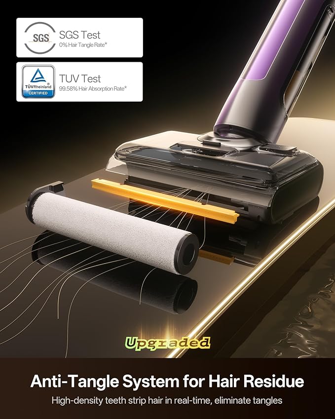 Ultenic Wet Dry Vacuum Cleaner, Vacuum Mop for Wet & Dry Messes, 180° Lay-Flat & Auto Self-Cleaning, 60Mins Runtime ＆ Edge-Cleaning, Anti-Tangle Roller for Hard Floor and Pet Hair, AC1 TriFlex