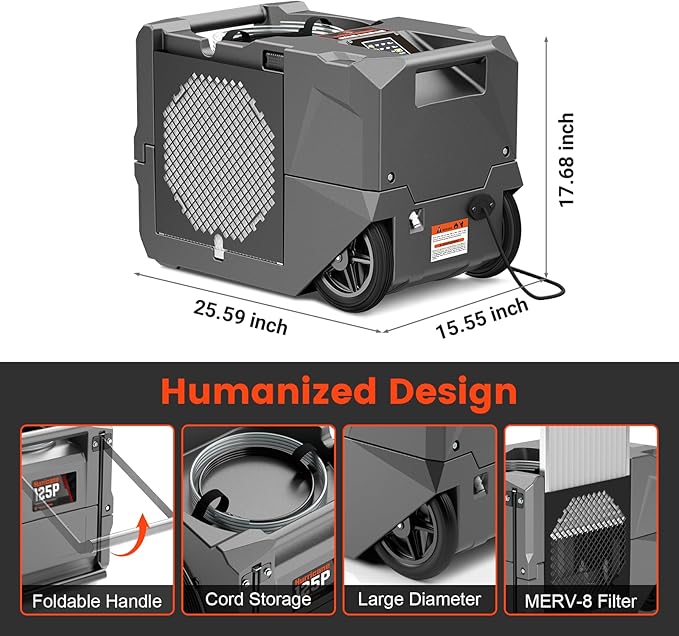 Abestorm 264 PPD Commercial Dehumidifiers with Pump and Drain Hose, Portable Industrial Dehumidifiers for Large Space, Basement, Home and Garage, Auto Defrosting