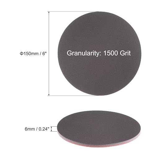 uxcell 6pcs 1500 Grit Sanding Sponge 6 Inch Hook and Loop Sponge Sanding Disc Wet/Dry for Car Wood Drywall Metal
