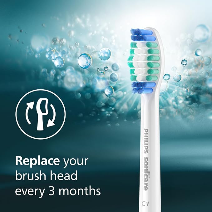Philips Sonicare C1 SimplyClean Brush Heads, 2-Pack, 6 Month Supply, White | 200% More Plaque Removal¹, BrushSync Reminder, Up To 62,000 Bristle Movements Per Min, HX6012/77