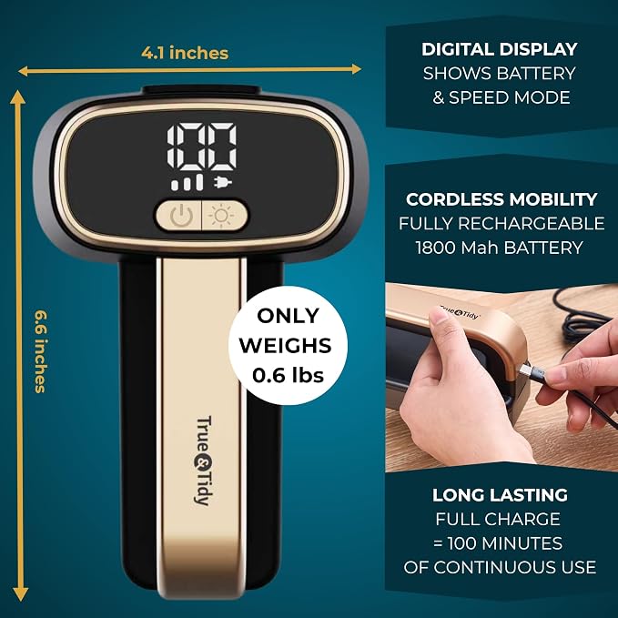 True & Tidy Dual Head Fabric Shaver & Couch Fuzz Remover, Type-C Chargeable