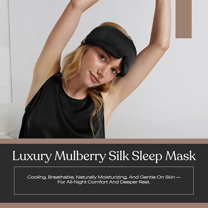 Lunya Women's Washable Silk Sleep Mask LUSK7000, Immerse Black, L | Washable Silk
