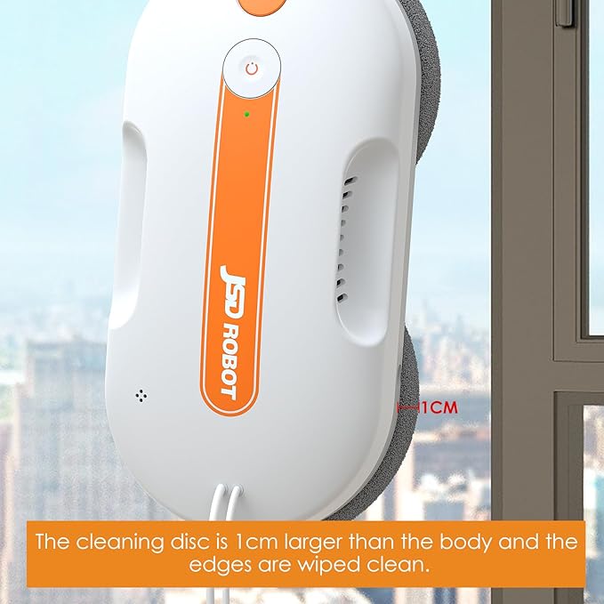Lite Window Cleaning Robot,5300Pa Window Cleaner Robot with Pressured Wiping Dual Water Spray Close to the Border Wipe Edge Detection Intelligent Path Plan