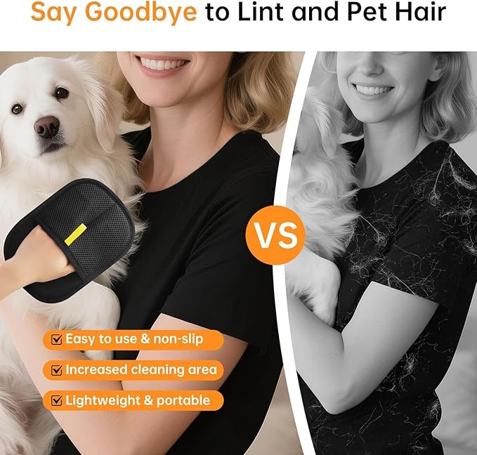Pet Hair Removal Glove for Cats & Dogs, 2025 Newly Upgraded Five-Finger Electrostatic Pet Hair Gloves, Reusable Pet Hair Remover Tool for Clothing, Couch, Carpet, Cat Grooming Gloves