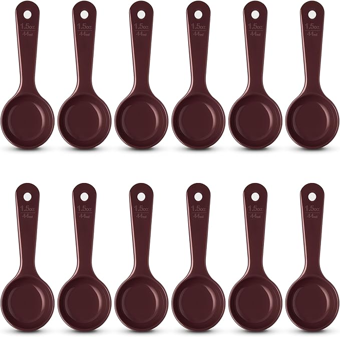 Carlisle FoodService Products Measure Miser Solid Measuring Spoon with Short Handle, 1.5 Ounces, Brown - (Pack of 12)