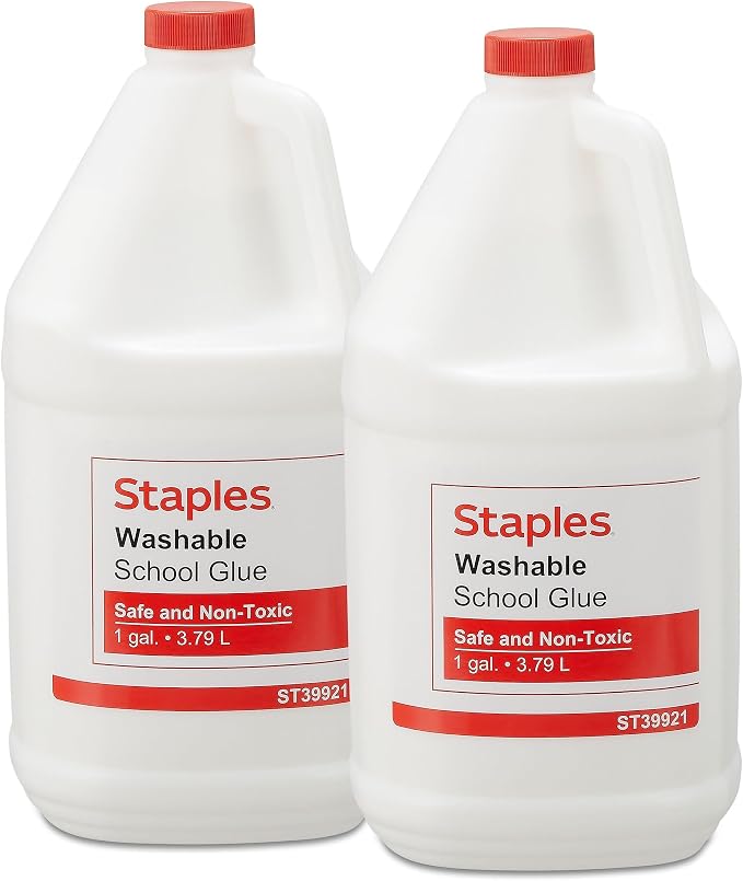 Staples Washable Liquid School Glue, 128 oz., White, 2/Pack