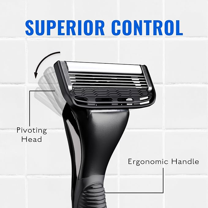 Jeremy’s Razors for Men, Precision 5 Shaving Kit, 4 Razor Cartridges, Shave Cream 6oz with Aloe + Cocoa Butter, Post Shave Balm 3.4oz, Ergonomic Grip Handle, Travel Bag, 8 Piece Set