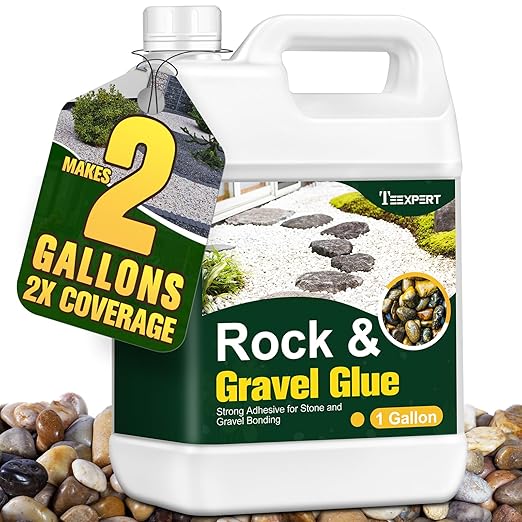 Teexpert 1 Gallon Rock Glue for Landscaping – Strong Pea Gravel Binder & Stone Adhesive for Walkways, Yards, Patios, and Decorative Driveway Edges
