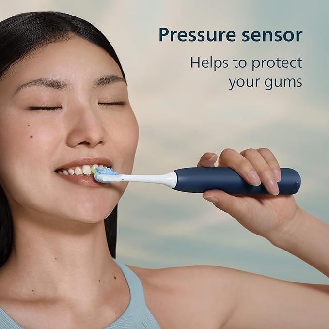 Philips Sonicare 5950 Series Electric Toothbrush with Travel Case, Pressure Sensor, 21-Day Runtime, 6 Brushing Settings, SmarTimer, BrushPacer, Navy Blue, HX7133/03