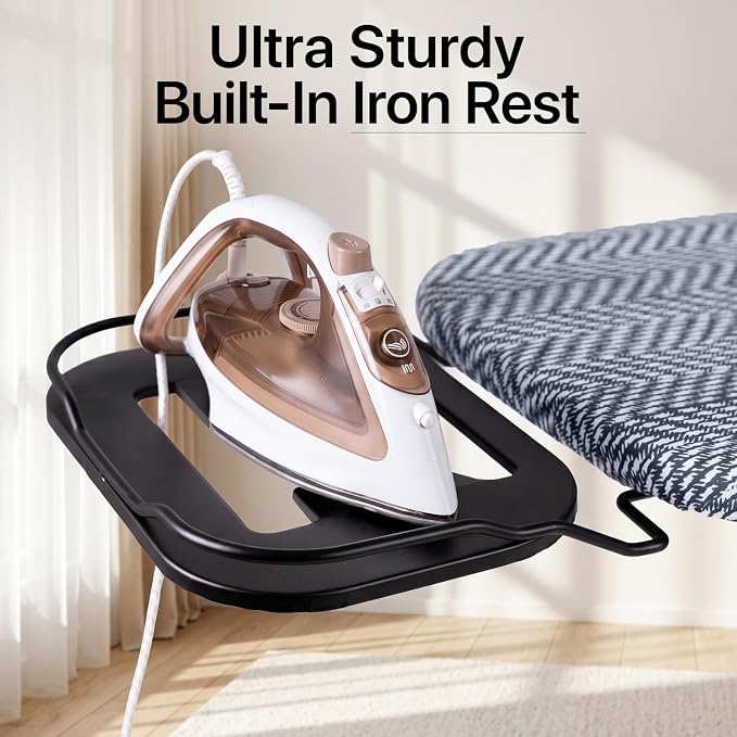 Ironing Board Full Size, Heavy Duty Height Adjustable Iron Rest, Cover Pad